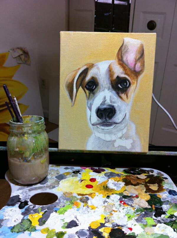 Pet portrait painting by fine arts painter Erica Eriksdotter