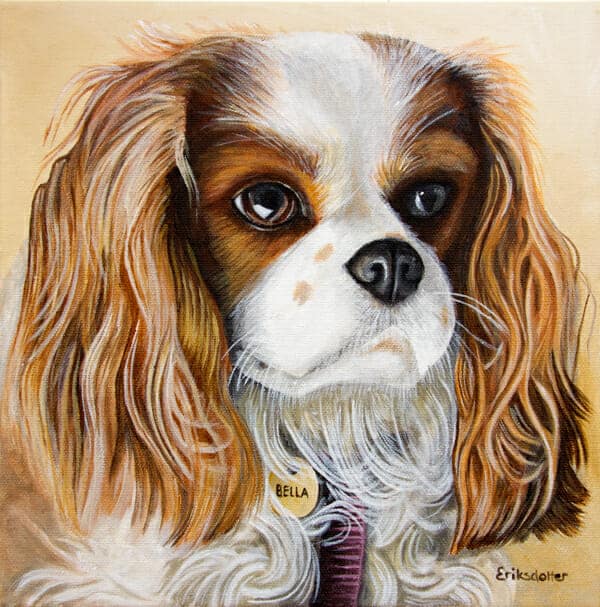 Pet portrait painting of a Cavalier King Charles Spaniel by fine arts painter Erica Eriksdotter