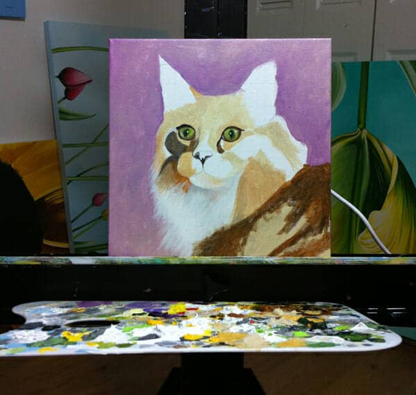 Pet portrait painting of a Maine Coon by fine arts painter Erica Eriksdotter