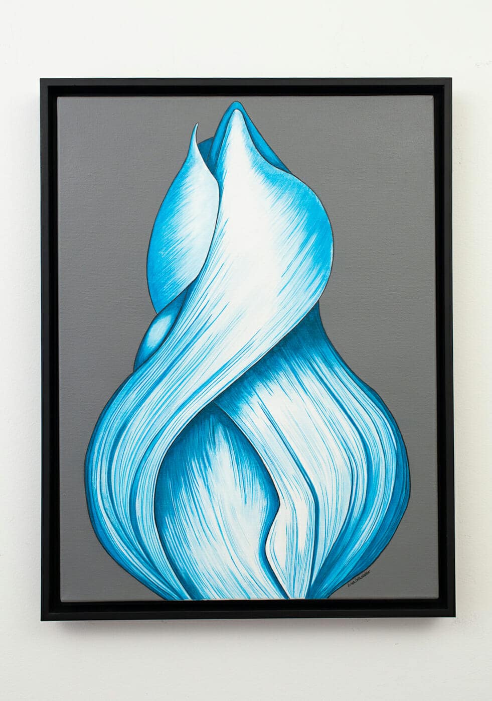 Turquoise Closed Tulip - original framed front